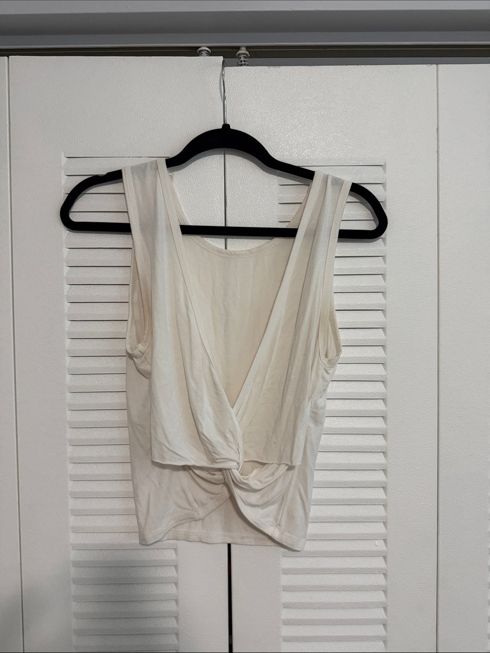 White Twist-back Sleeveless V-Neck Top